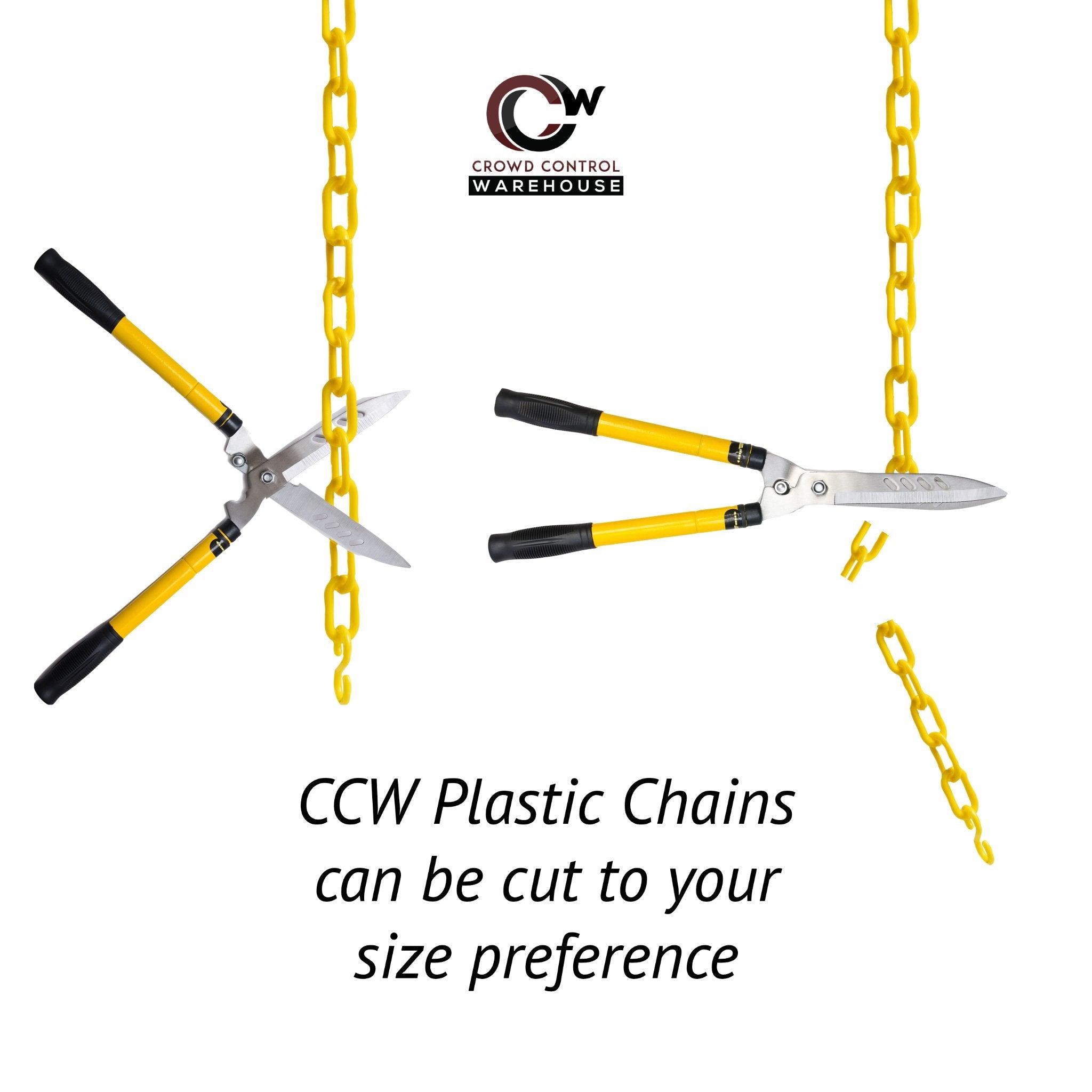Plastic Chain, 2.0 inch links, Standard Colors from Montour Line - Crowd Control Warehouse