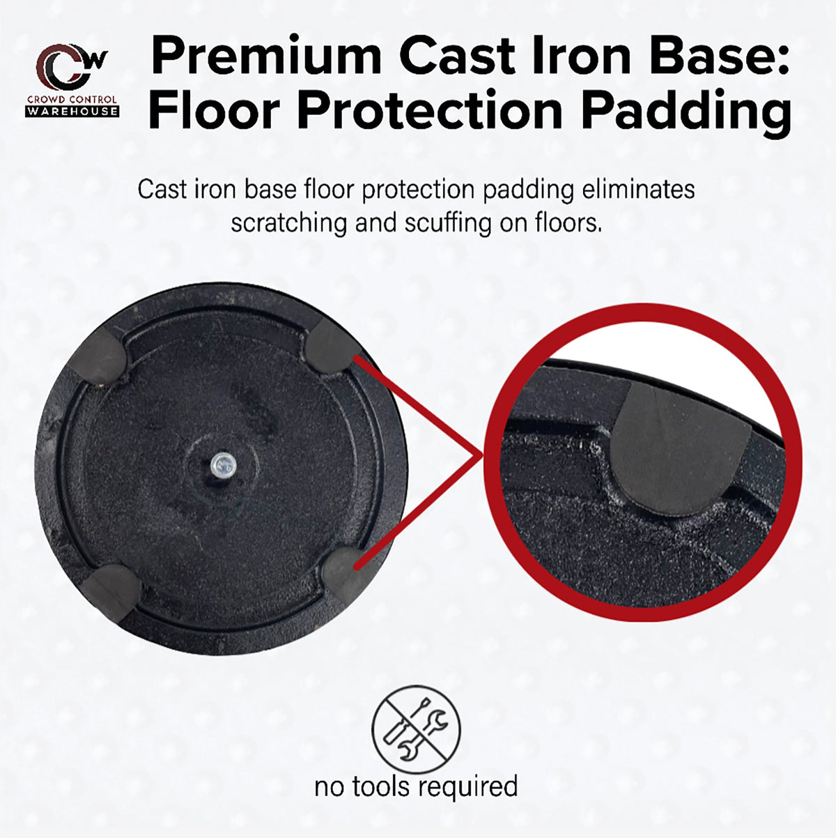 Replacement Stanchion Cast Iron Base - Montour Line MI630/MSI650/MI630D - Crowd Control Warehouse