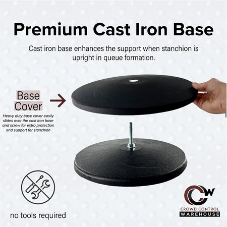 Replacement Stanchion Cast Iron Base - Montour Line MI630/MSI650/MI630D - Crowd Control Warehouse
