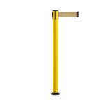 Retractable Belt Barrier Safety Stanchion, Fixed Base, Yellow Post, 7.5 Ft. Belt - Montour Line MSX630F - Crowd Control Warehouse