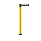 Retractable Belt Barrier Safety Stanchion, Fixed Base, Yellow Post, 9 Ft. Belt - Montour Line MSX630F - Crowd Control Warehouse