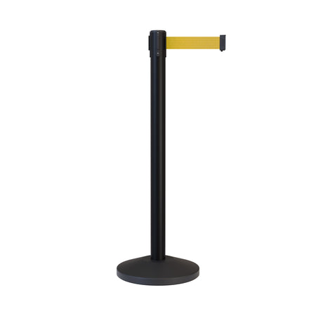 Retractable Belt Barrier Stanchion, Black Post, 7.5 Ft. Belt - CCW Series RBB - 100 - Crowd Control Warehouse