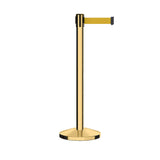Retractable Belt Barrier Stanchion, Polished Brass Post, 7.5 Ft. Belt - CCW Series RBB - 100 - Crowd Control Warehouse