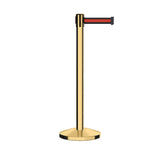 Retractable Belt Barrier Stanchion, Polished Brass Post, 7.5 Ft. Belt - CCW Series RBB - 100 - Crowd Control Warehouse