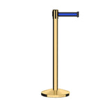 Retractable Belt Barrier Stanchion, Polished Brass Post, 9 Ft. Belt, - CCW Series RBB - 100 - Crowd Control Warehouse