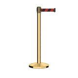 Retractable Belt Barrier Stanchion, Polished Brass Post, 9 Ft. Belt, - CCW Series RBB - 100 - Crowd Control Warehouse