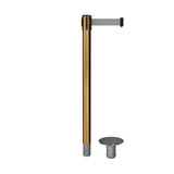Retractable Belt Barrier Stanchion, Removable Base, Satin Brass Post, 11 Ft. Belt - Montour Line MX630R - Crowd Control Warehouse