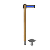 Retractable Belt Barrier Stanchion, Removable Base, Satin Brass Post, 11 Ft. Belt - Montour Line MX630R - Crowd Control Warehouse