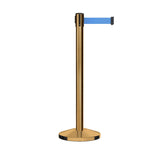 Retractable Belt Barrier Stanchion, Satin Brass Post, 7.5 Ft. Belt - CCW Series RBB - 100 - Crowd Control Warehouse
