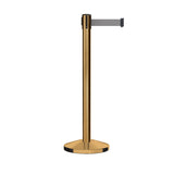 Retractable Belt Barrier Stanchion, Satin Brass Post, 7.5 Ft. Belt - CCW Series RBB - 100 - Crowd Control Warehouse