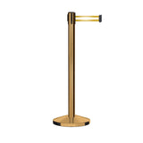 Retractable Belt Barrier Stanchion, Satin Brass Post, 7.5 Ft. Belt - CCW Series RBB - 100 - Crowd Control Warehouse