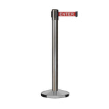 Retractable Belt Barrier Stanchion, Sloped Base, 14 ft Belt - Montour Line M650 - Crowd Control Warehouse