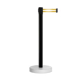 Retractable Belt Barrier Stanchion, Water Fillable Base, Black PVC Plastic Post, 7.5 Ft. Belt - Montour Line MH630 - Crowd Control Warehouse
