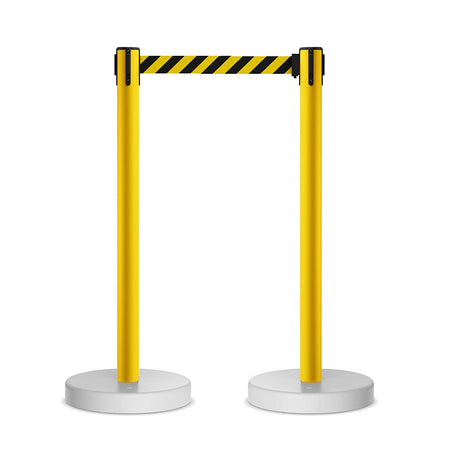 Retractable Belt Barrier Stanchion, Water Fillable Base, Red PVC Plastic Post, 11 Ft Belt - Montour Line MSH630 - Crowd Control Warehouse