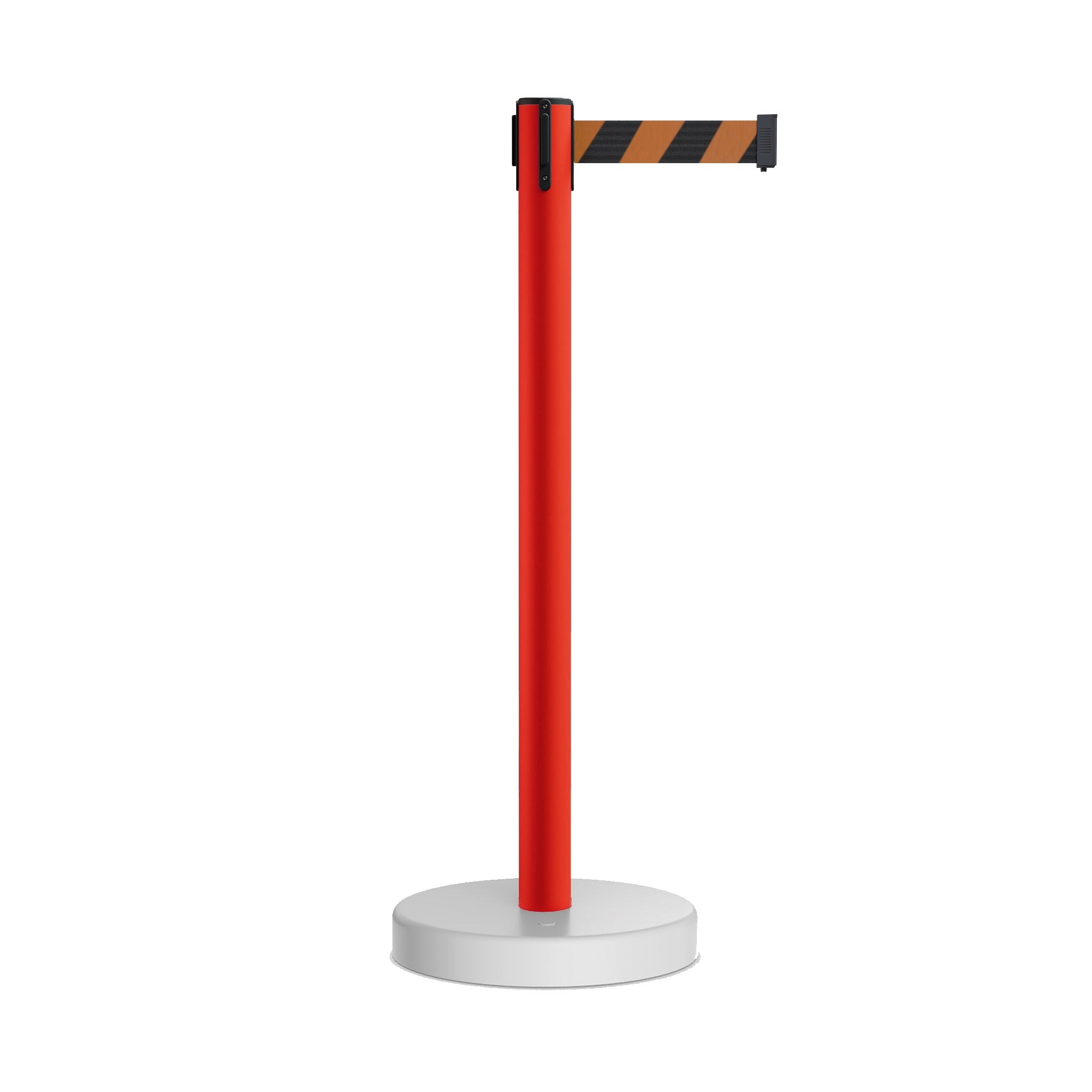 Retractable Belt Barrier Stanchion, Water Fillable Base, Red PVC Plastic Post, 11 Ft Belt - Montour Line MSH630 - Crowd Control Warehouse