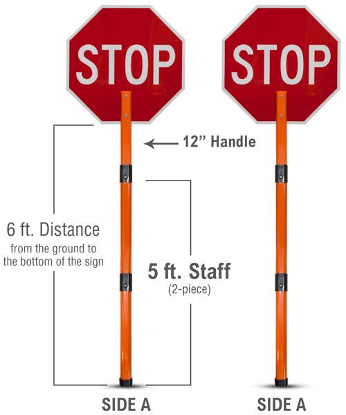 Rigid Stop/Stop Paddle Sign with Handle & Staff - Crowd Control Warehouse