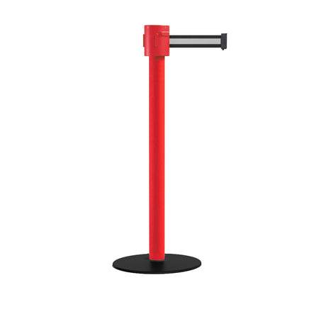 Safety Portable Retractable Belt Barrier Stanchion with Low Profile Base, Red Post, 35 Ft Belt - Montour Line MSX760 - Crowd Control Warehouse