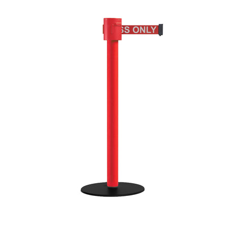 Safety Portable Retractable Belt Barrier Stanchion with Low Profile Base, Red Post, 35 Ft Belt - Montour Line MSX760 - Crowd Control Warehouse