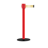 Safety Portable Retractable Belt Barrier Stanchion with Low Profile Base, Red Post, 35 Ft Belt - Montour Line MSX760 - Crowd Control Warehouse