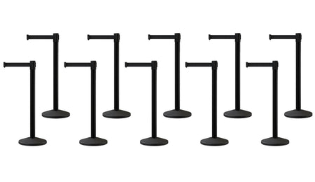 Set of (10) CCW Series Retractable Belt Barriers - 11 Ft. Belts - Crowd Control Warehouse
