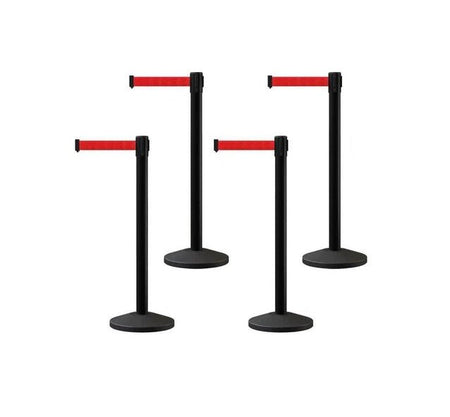 Set of (4) CCW Series RBB - 100 Retractable Belt Barriers - 13 Ft. Belt - Crowd Control Warehouse