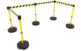 Set of 5 Banner Stakes PLUS Line Stanchions with 15 ft Belt Head, Stake, and Base - Crowd Control Warehouse