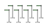 Set of (8) CCW Series RBB - 100 Retractable Belt Barriers - 13 Ft. Belt - Crowd Control Warehouse