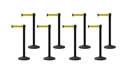 Set of (8) CCW Series RBB - 100 Retractable Belt Barriers - 13 Ft. Belt - Crowd Control Warehouse