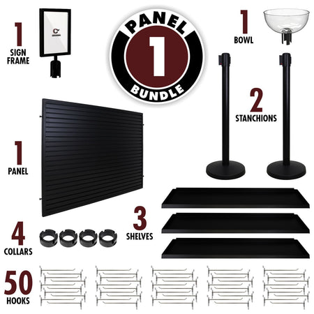 1-Panel Slatwall Bundle - Panel, Stanchions & Accessories - Crowd Control Warehouse