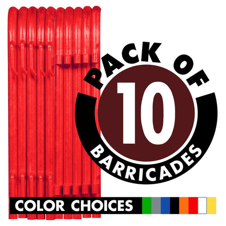 10 Pack - 8.5 Ft Powder - Coated Steel Barricades - Crowd Control Warehouse