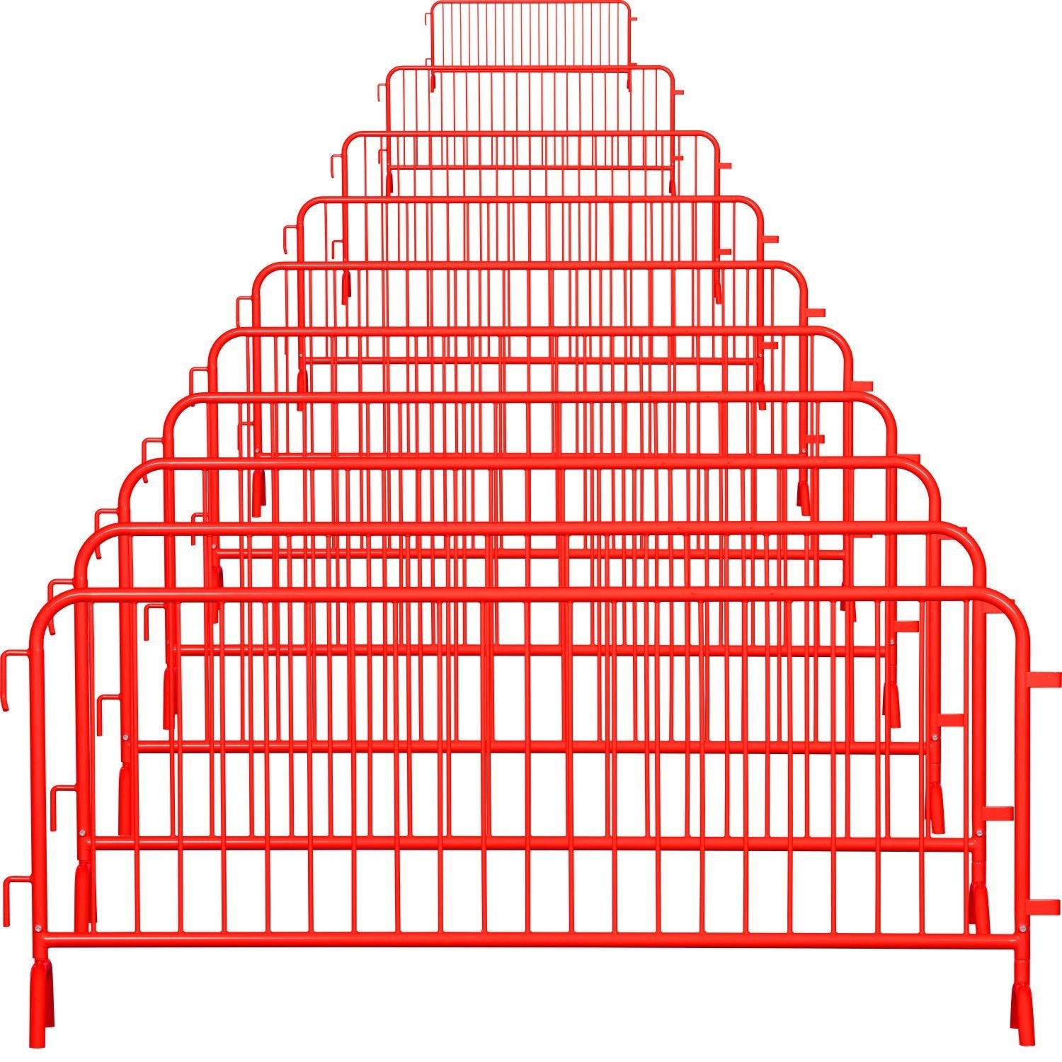 10 Pack - 8.5 Ft Powder - Coated Steel Barricades - Crowd Control Warehouse