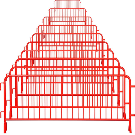 10 Pack - 8.5 Ft Powder - Coated Steel Barricades - Crowd Control Warehouse