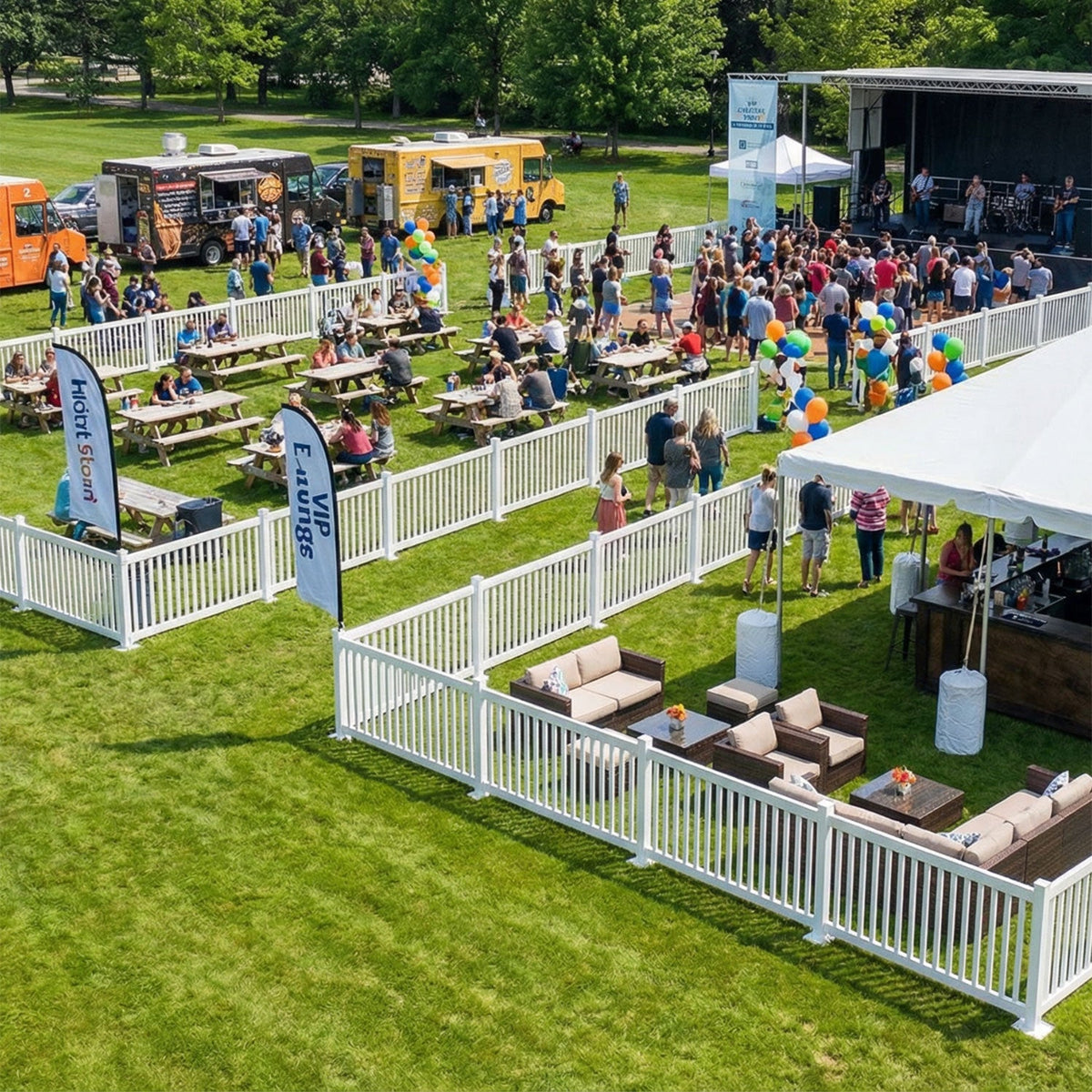 120' White Traditional Event Fencing Kit - Portable Crowd Control Barrier - Crowd Control Warehouse