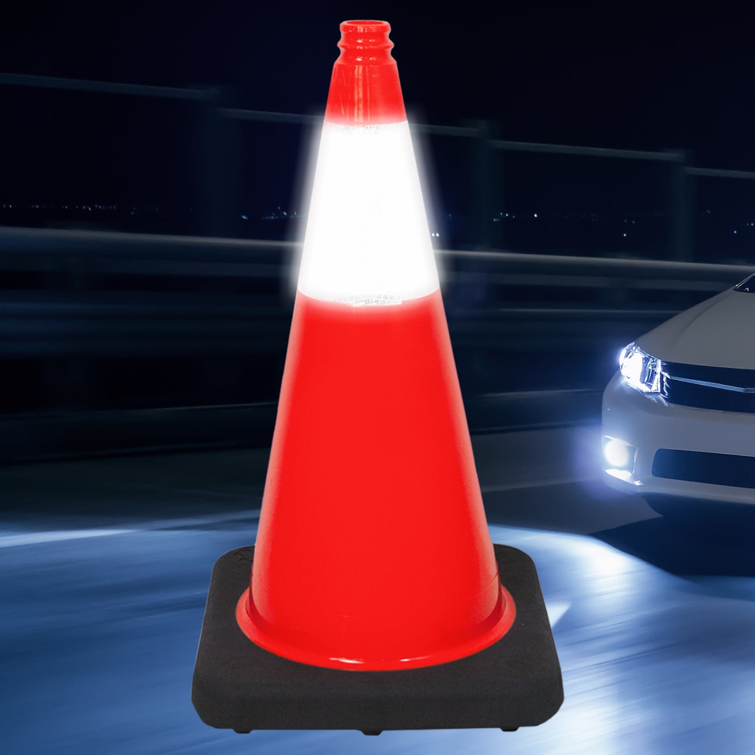 18" Orange Traffic Cone with Gorilla Grip Handle - Crowd Control Warehouse