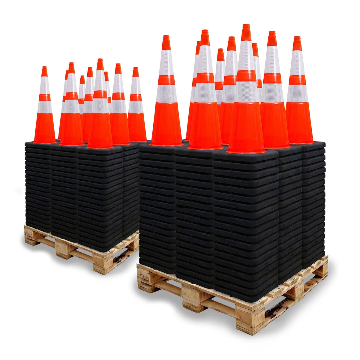2 Pallet Bundle - 28" Slim Line Orange Traffic Cone - Black Base, 10 lbs - Crowd Control Warehouse