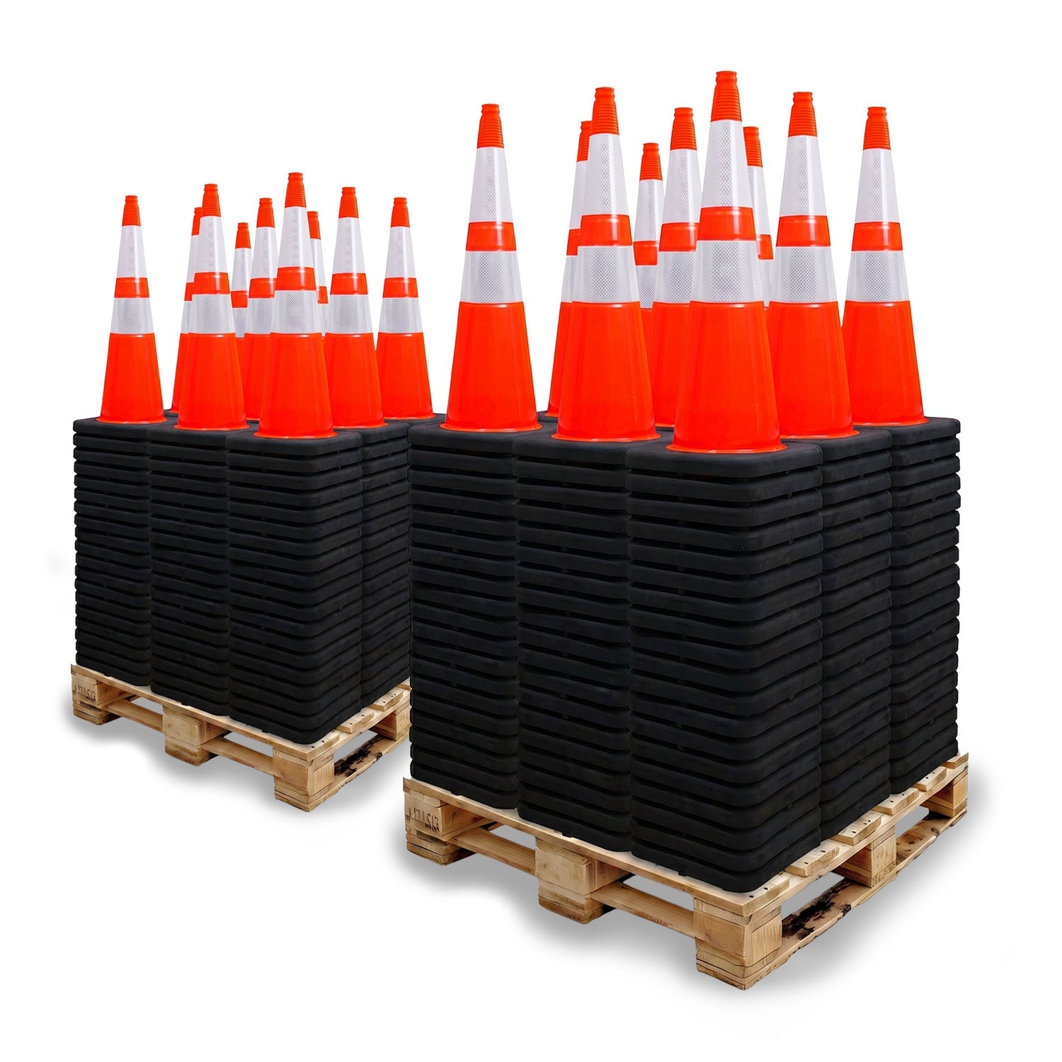 2 Pallet Bundle - 28" Slim Line Orange Traffic Cone - Black Base, 10 lbs - Crowd Control Warehouse