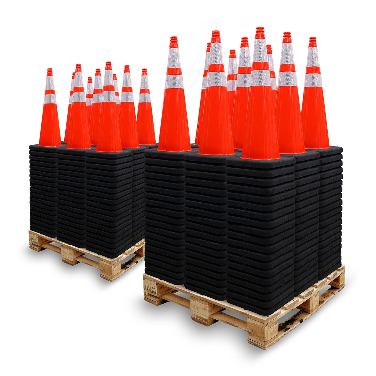 2 Pallet Bundle - 36" Orange Traffic Cone with Gorilla Grip Handle - Black Base, 10 lbs - Crowd Control Warehouse