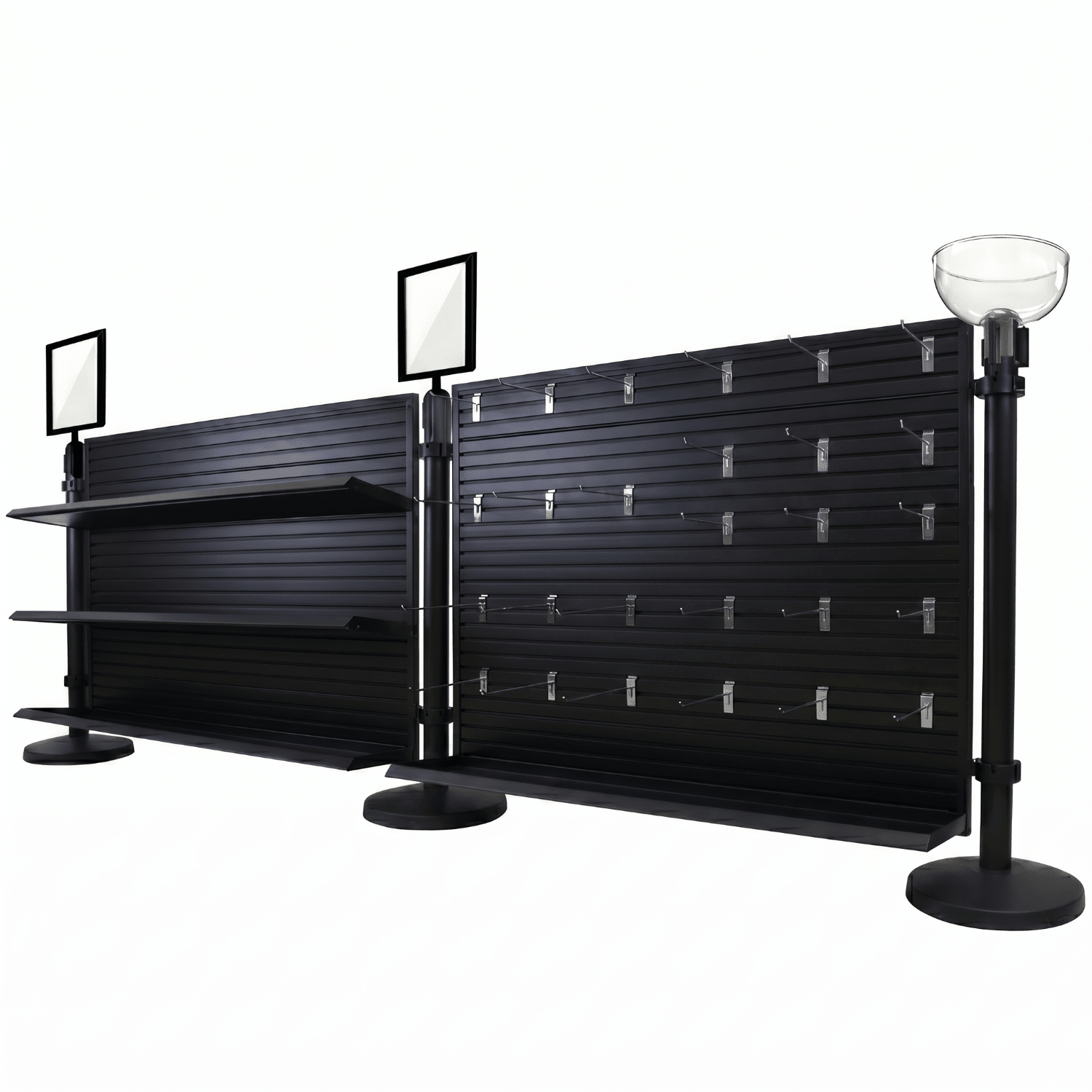 2-Panel Slatwall Bundle - Full Checkout Lane Merchandising Display - Crowd Control Warehouse