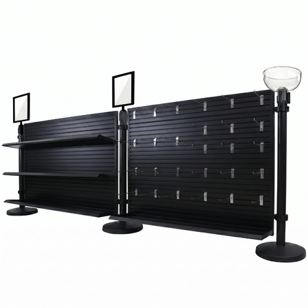 2-Panel Slatwall Bundle - Full Checkout Lane Merchandising Display - Crowd Control Warehouse