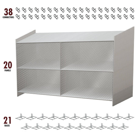 20 - Panel Chain Link Fence Kit - 6 x 10 ft, Cross Braced with Bases & Clamps - Crowd Control Warehouse