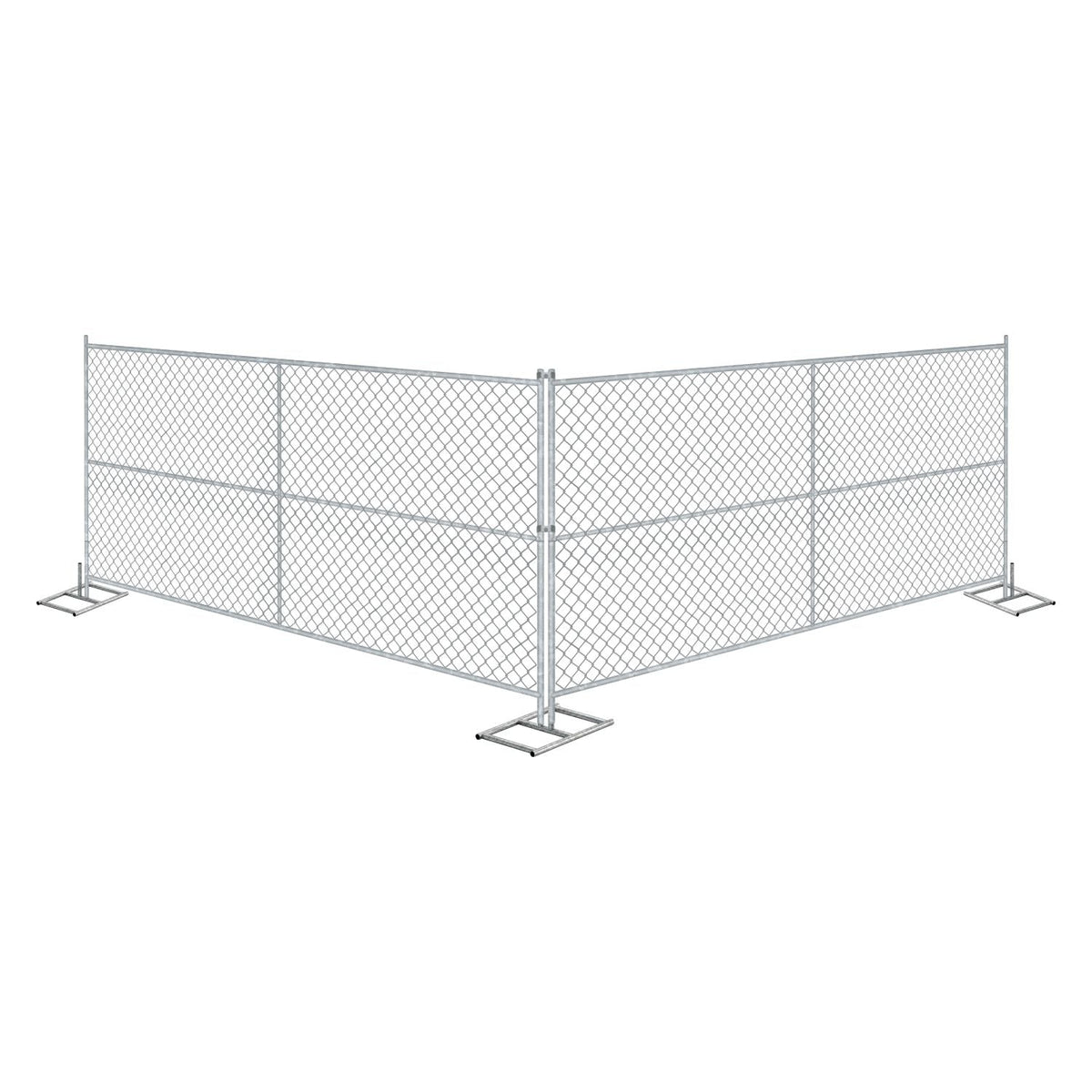 20 - Panel Chain Link Fence Kit - 6 x 10 ft, Cross Braced with Bases & Clamps - Crowd Control Warehouse