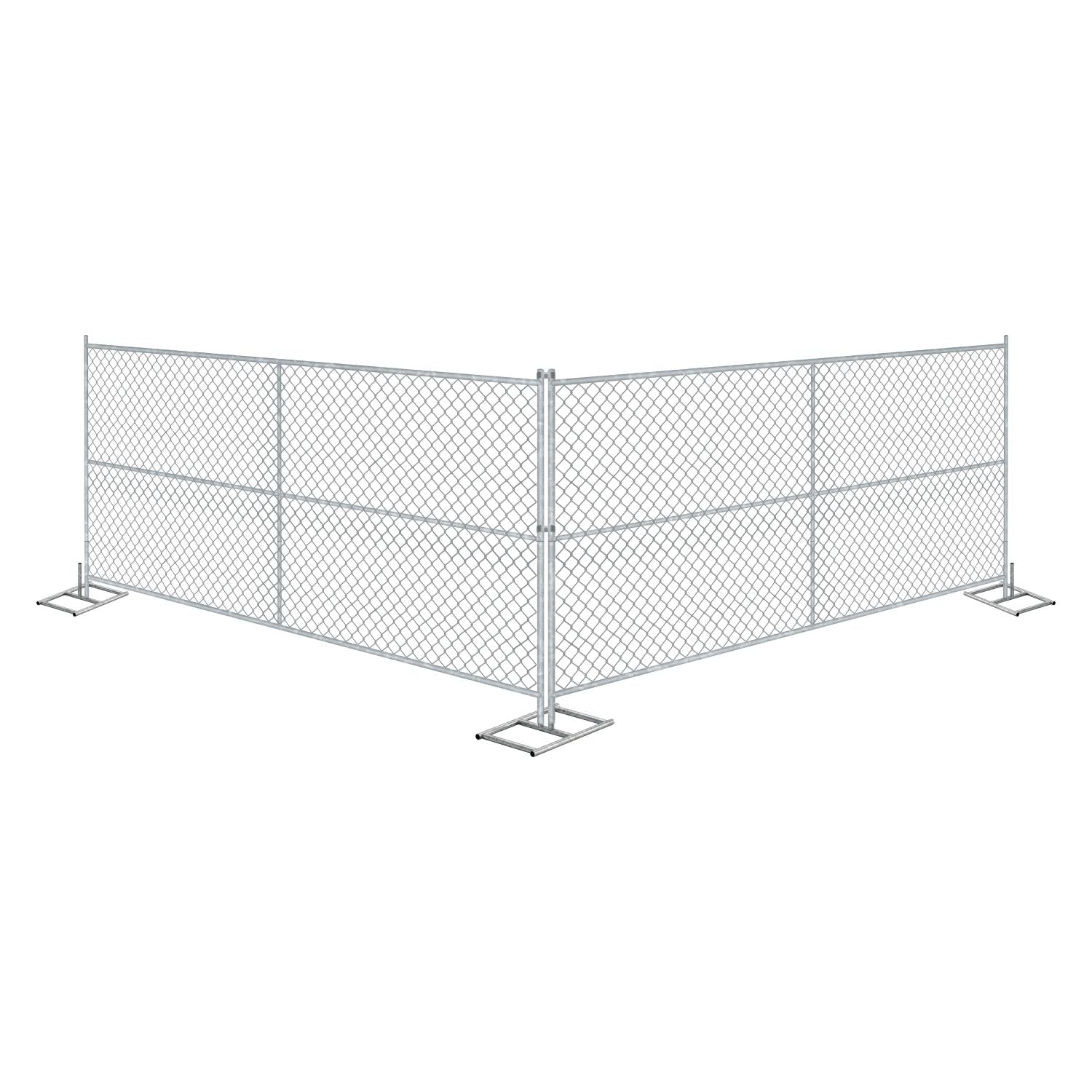 20 - Panel Chain Link Fence Kit - 6 x 10 ft, Cross Braced with Bases & Clamps - Crowd Control Warehouse