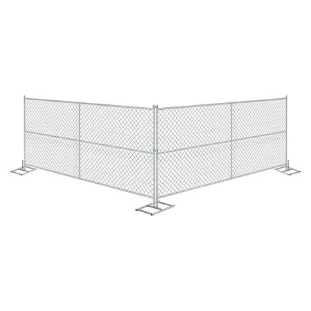20 - Panel Chain Link Fence Kit - 6 x 10 ft, Cross Braced with Bases & Clamps - Crowd Control Warehouse