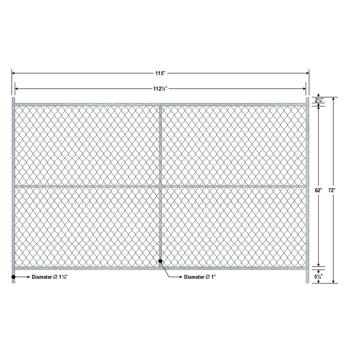 20 - Panel Chain Link Fence Kit - 6 x 10 ft, Cross Braced with Bases & Clamps - Crowd Control Warehouse