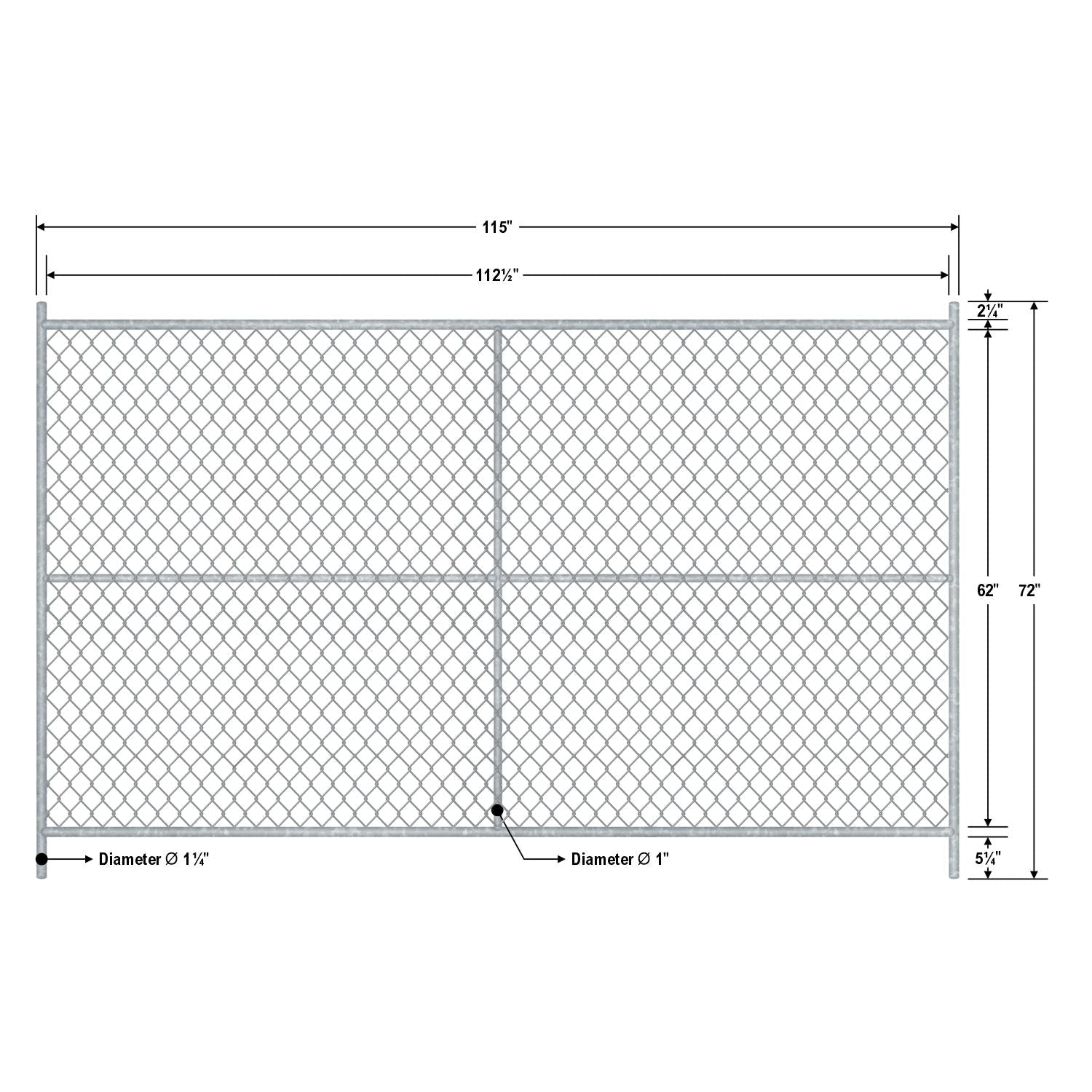 20 - Panel Chain Link Fence Kit - 6 x 10 ft, Cross Braced with Bases & Clamps - Crowd Control Warehouse