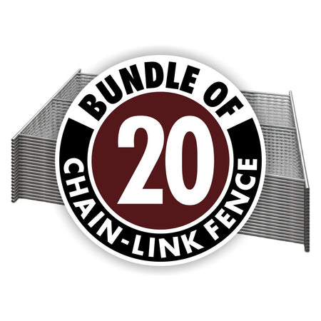 20 - Panel Chain Link Fence Kit - 6 x 10 ft, Cross Braced with Bases & Clamps - Crowd Control Warehouse