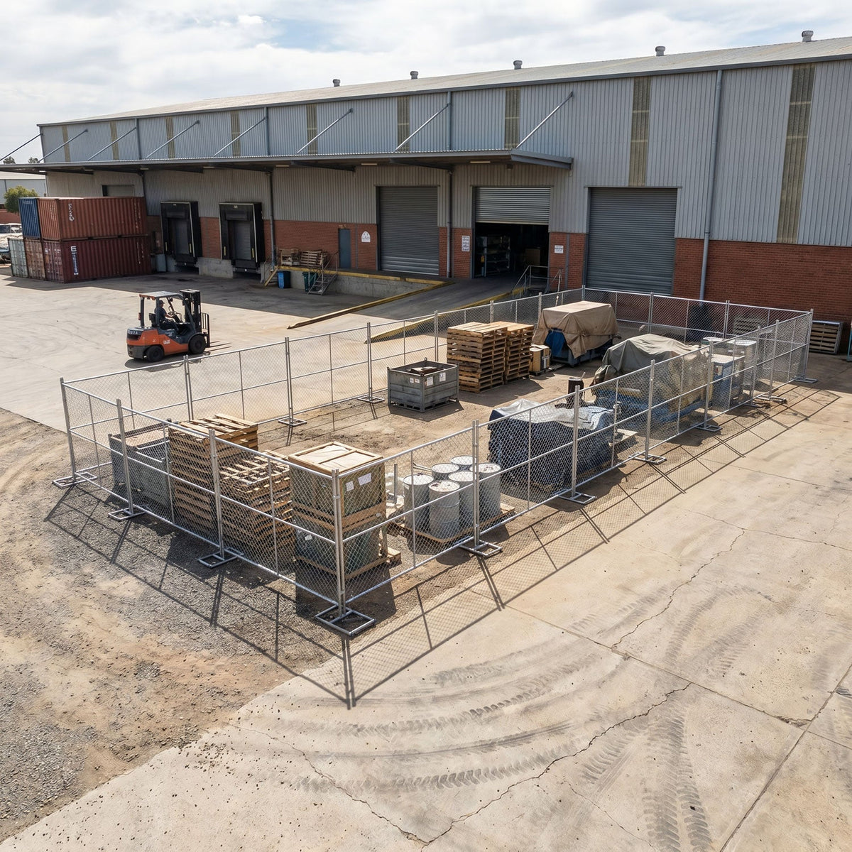 20 - Panel Chain Link Fence Kit - 6 x 10 ft, Cross Braced with Bases & Clamps - Crowd Control Warehouse