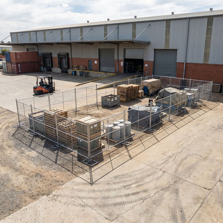 20 - Panel Chain Link Fence Kit - 6 x 10 ft, Cross Braced with Bases & Clamps - Crowd Control Warehouse