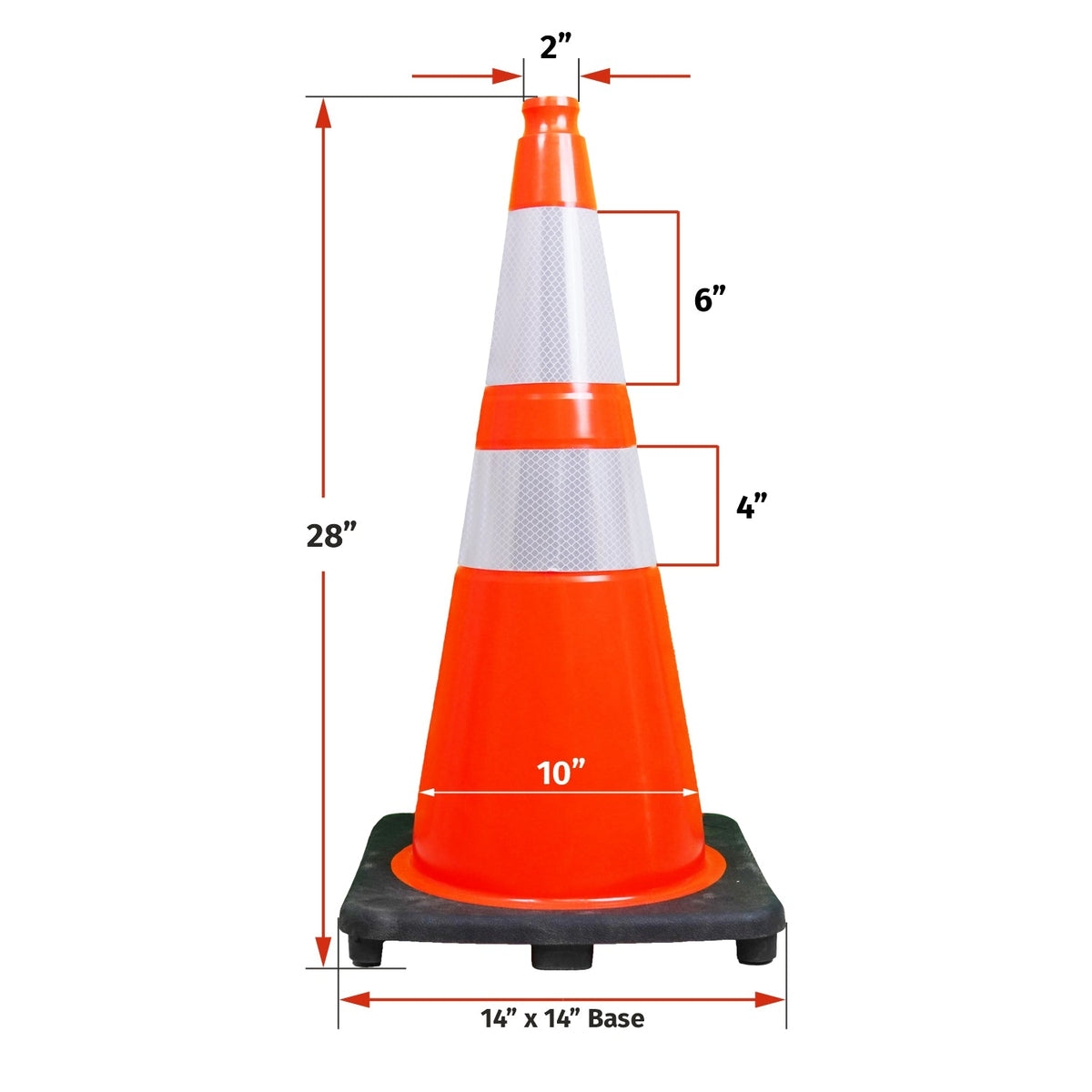 28" Performance Traffic Cone w/ Reflective Bands - Crowd Control Warehouse