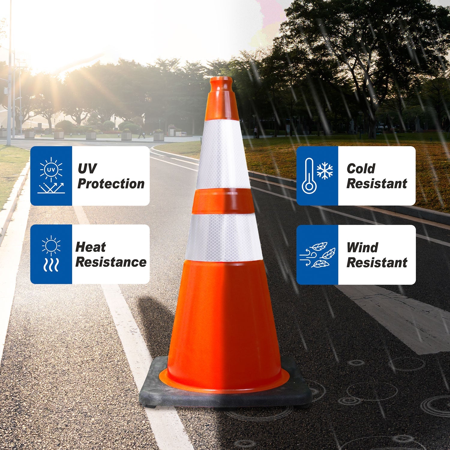 28" Performance Traffic Cone w/ Reflective Bands - Crowd Control Warehouse